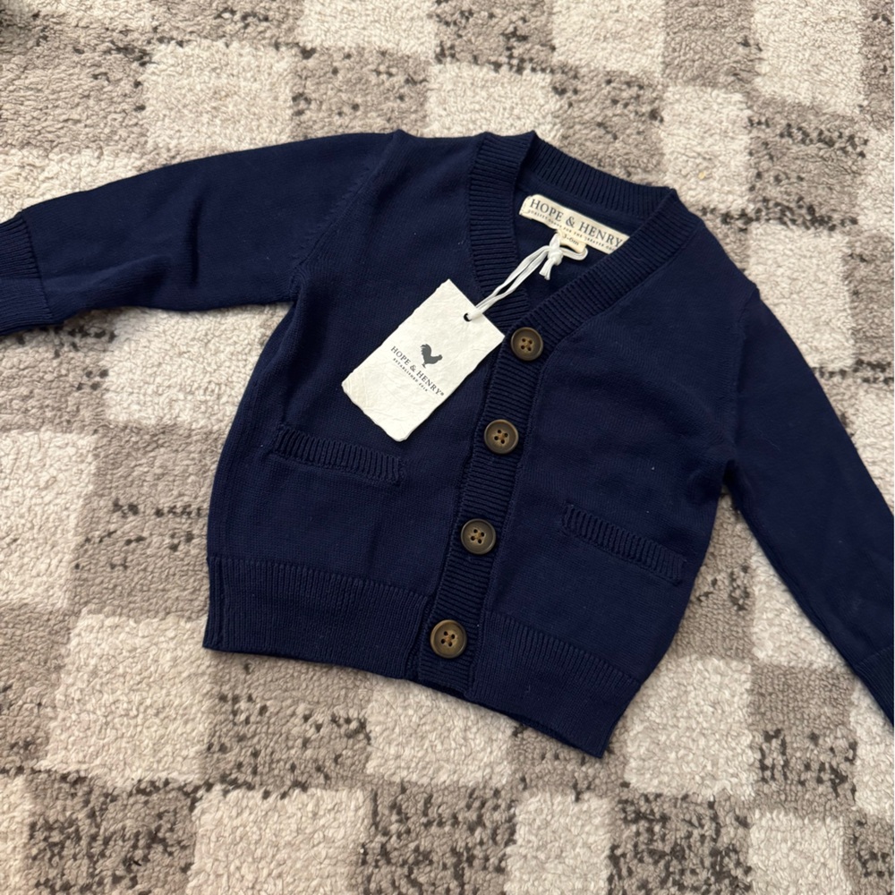 Hope & Henry Children’s Navy Blue Button-Up Cardigan